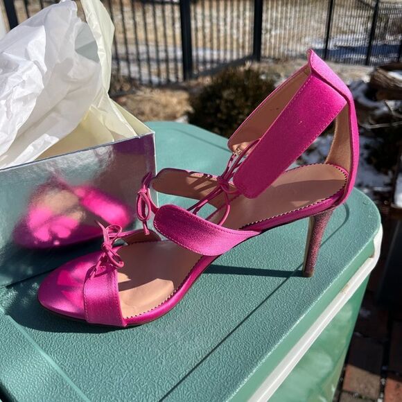 J Crew Collection Rylie Lace Up Heels in Italian Satin NIB - Picture 9 of 13